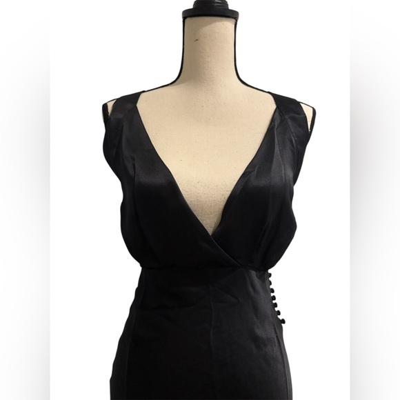 KHAITE Milo Silk-Satin Midi Dress Black size 4 (altered) - Picture 8 of 16